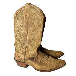Nocona Mens Size 10 D Legacy Brown Leather Western Cowboy Boots Rancher MD2702
